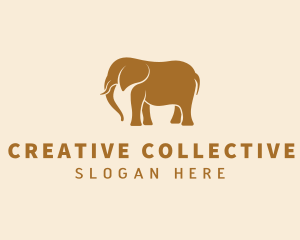 Gold Elephant Animal logo design