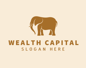 Gold Elephant Animal logo design