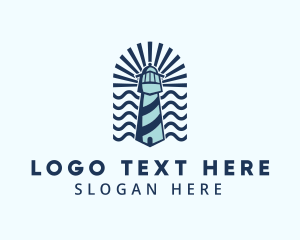 Maritime - Beach Tower Lighthouse logo design