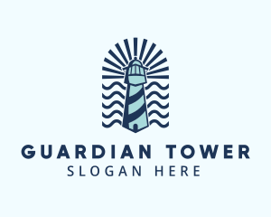 Beach Tower Lighthouse  logo design