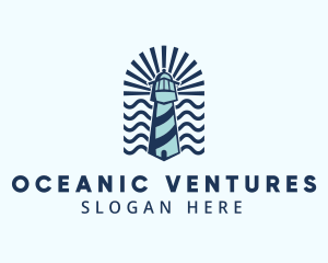 Beach Tower Lighthouse  logo design