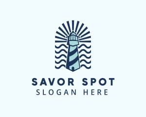 Beach Tower Lighthouse  logo design