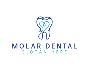 Molar - Heart Tooth Dentist logo design