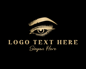 Esthetician - Gold Beauty Eyelash logo design