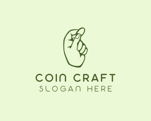 Coin - Green Coin Hand logo design