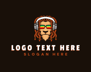 Rasta - Headset Lion Dreadlocks logo design