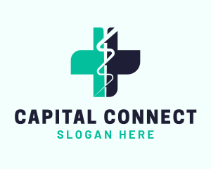 Medical Caduceus Cross logo design