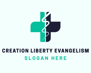 Medical Caduceus Cross logo design