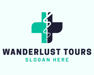 Medical Caduceus Cross logo design