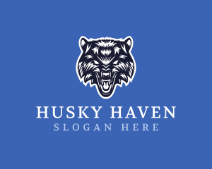 Husky - Wild Angry Wolf logo design