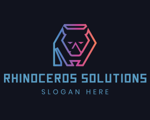 Geometric Gradient Rhino logo design