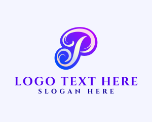 Beauty Products - Script Swash Letter P logo design