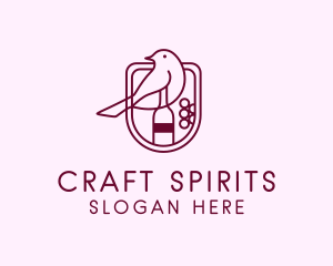 Alcohol - Bird Wine Bottle logo design