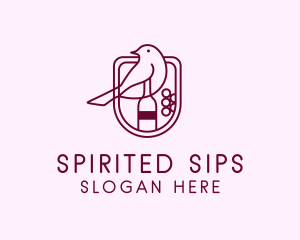 Alcohol - Bird Wine Bottle logo design