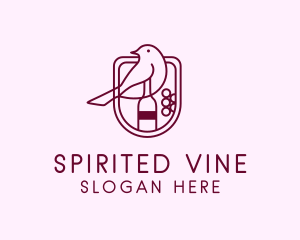 Alcohol - Bird Wine Bottle logo design