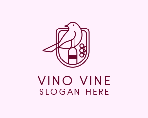 Wine - Bird Wine Bottle logo design