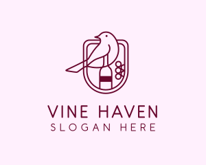 Bird Wine Bottle logo design