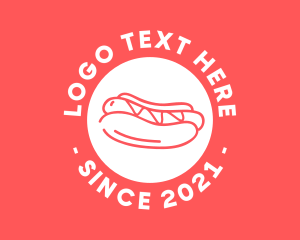 Red And White - Hot Dog Circle logo design