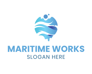 Water Wave Globe logo design