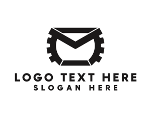 Black - Cogwheel Industrial Envelope logo design