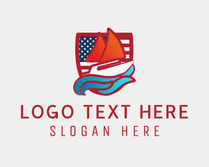 Nautical - American Shield Sailboat logo design
