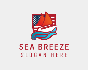 Sailboat - American Shield Sailboat logo design