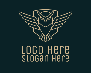 Flying Owl Line Art Logo