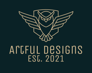 Flying Owl Line Art logo design