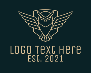 Owl - Flying Owl Line Art logo design