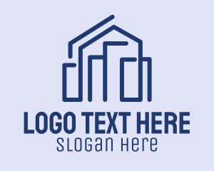 Blue Construction House  logo design