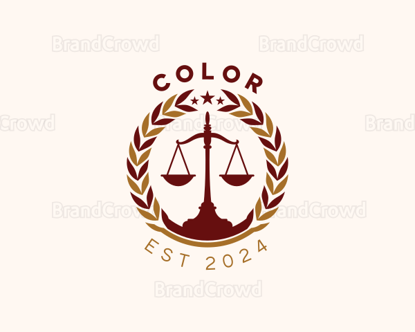 Justice Scale Wreath Logo