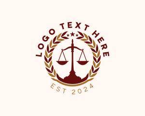 Notary - Justice Scale Wreath logo design