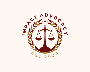 Advocacy - Justice Scale Wreath logo design