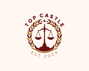 Judiciary - Justice Scale Wreath logo design