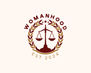 Prosecutor - Justice Scale Wreath logo design