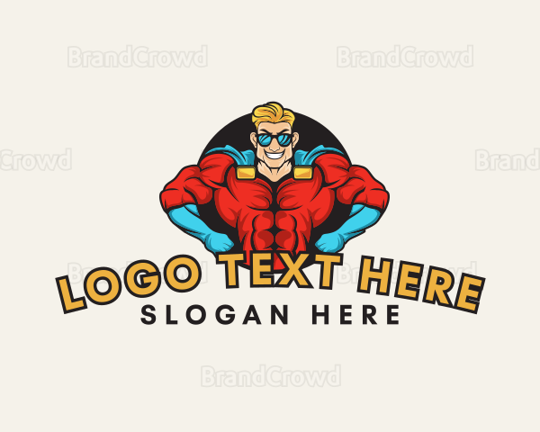 Cartoon Superhero Guy Logo