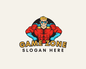 Cartoon Superhero Guy logo design