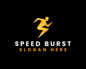 Lightning Speed Human logo design