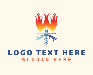 Air Conditioning - Home Flame Snowflake logo design
