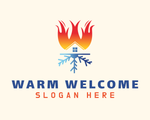 Home Flame Snowflake logo design