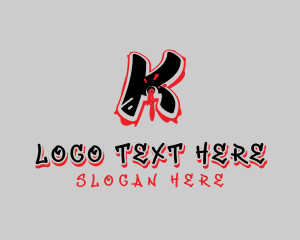 Gang - Splatter Graffiti Letter K logo design