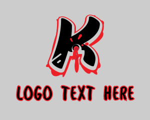 Blood - Splatter Graffiti Letter K logo design