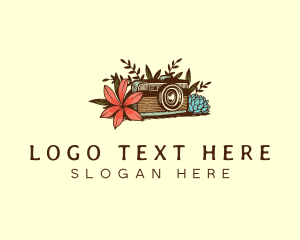 Vintage Camera - Flower Camera Photography logo design