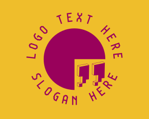 Digital Pixel Circle Quotes logo design