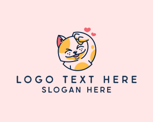 Veterinary - Cute Cat Heart logo design