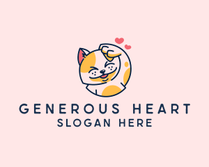 Cute Cat Heart logo design