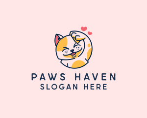 Cute Cat Heart logo design