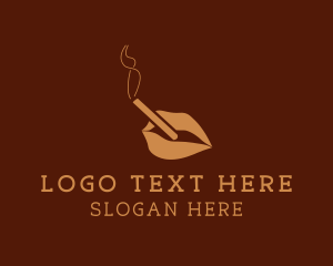 Lady - Cigarette Smoking Lips logo design