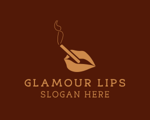 Cigarette Smoking Lips logo design