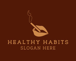 Cigarette Smoking Lips logo design